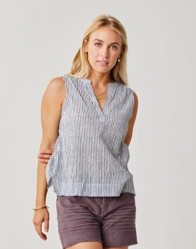 Dylan Tank: Navy Milos Stripe sold by Carve Designs