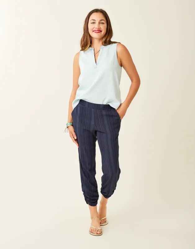 Avery Beach Pant: Navy Lau Stripe - FINAL SALE sold by Carve Designs