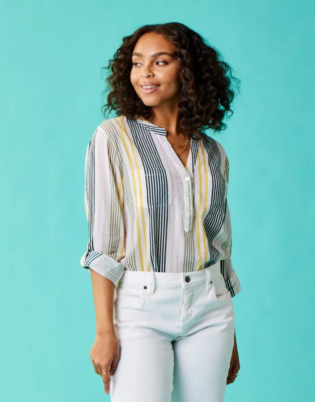Dylan Gauze Shirt: Multistripe - FINAL SALE sold by Carve Designs