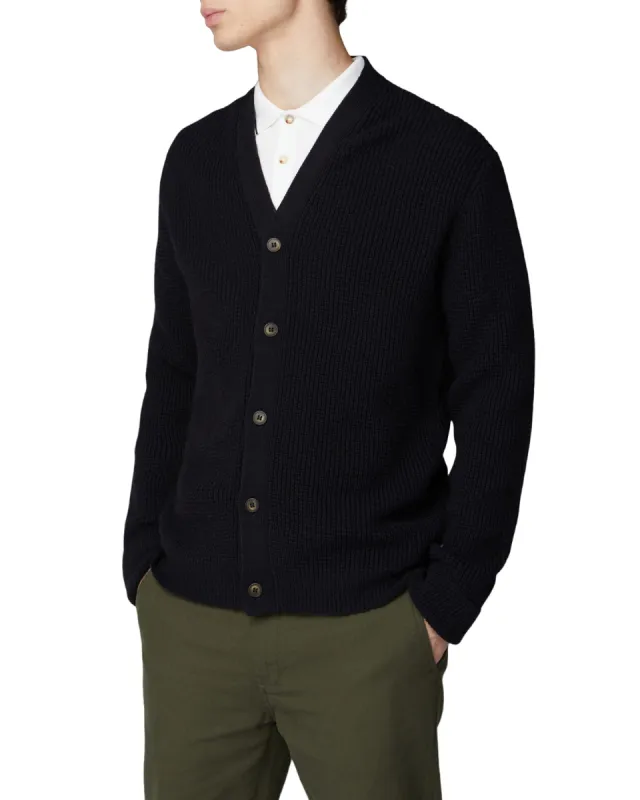 Heritage Waffle Cardigan - Dark Navy sold by Ben Sherman
