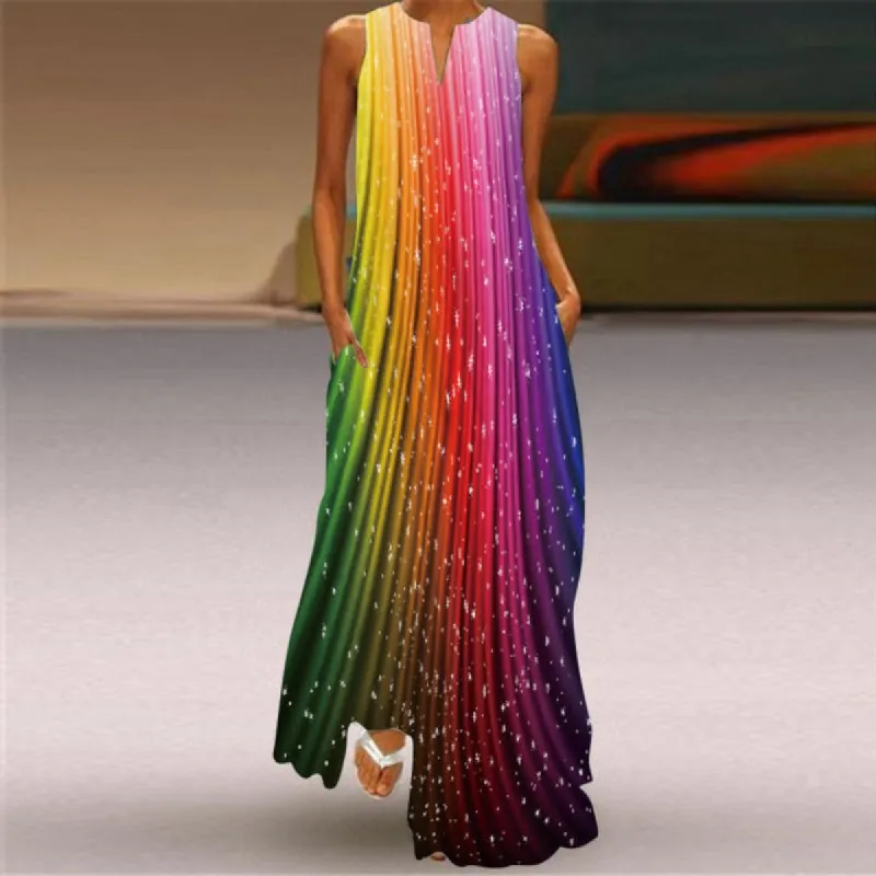 Printed Sleeveless Long Dress sold by Body Central