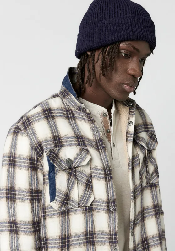 Saxul Men's Shearling Shacket in White Plaid - BM23669 sold by Buffalo David Bitton