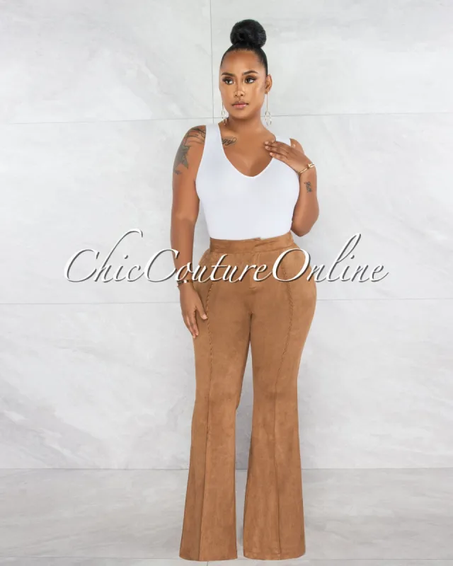 *Sheryl Camel Faux Suede Trouser Pants sold by Chic Couture