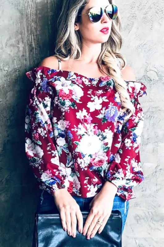 Off Shoulder Floral Casual Top sold by BOLD elements