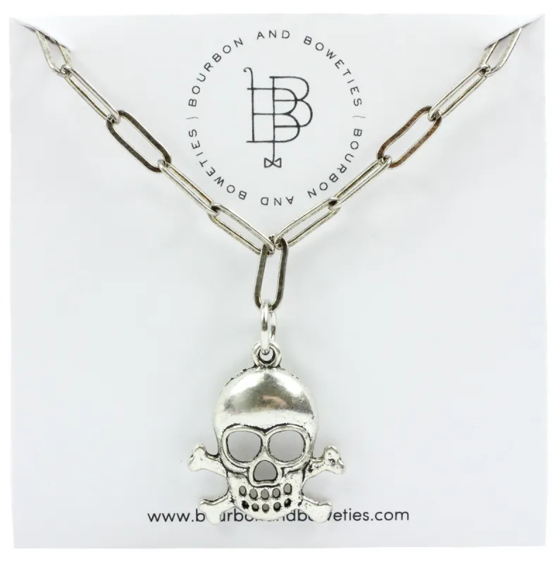 Silver Skull Necklace sold by Bourbon and Bowties