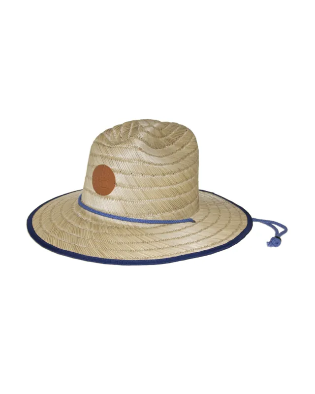 Straw Lifeguard Hat with Bungee Cord - Natural/Blue sold by Body Glove