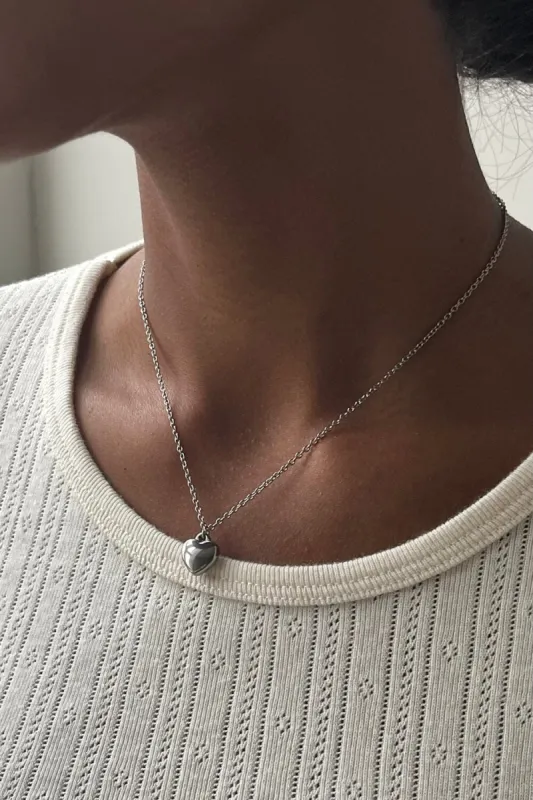 Silver Stainless Steel Heart Necklace sold by Brandy Melville