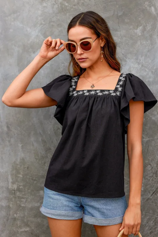 Floral Lace Trim Top sold by Cupshe