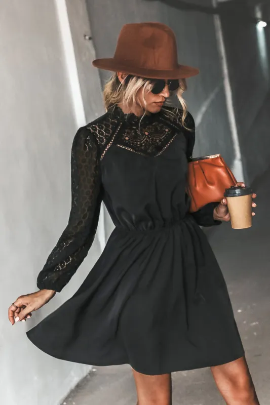Zaina Lace-Trim Long Sleeve Mini Dress sold by Cupshe