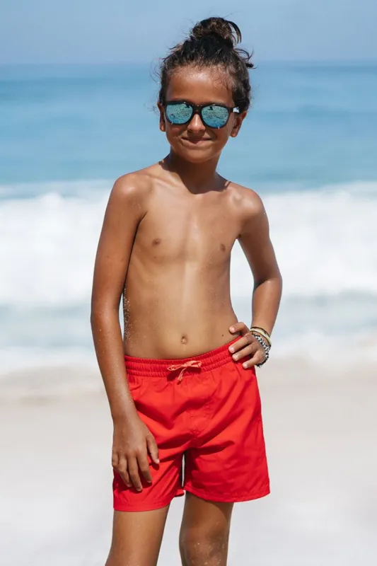 Rainforest Boogie Tomato Red Boys' Adjustable Volley Shorts sold by Cupshe