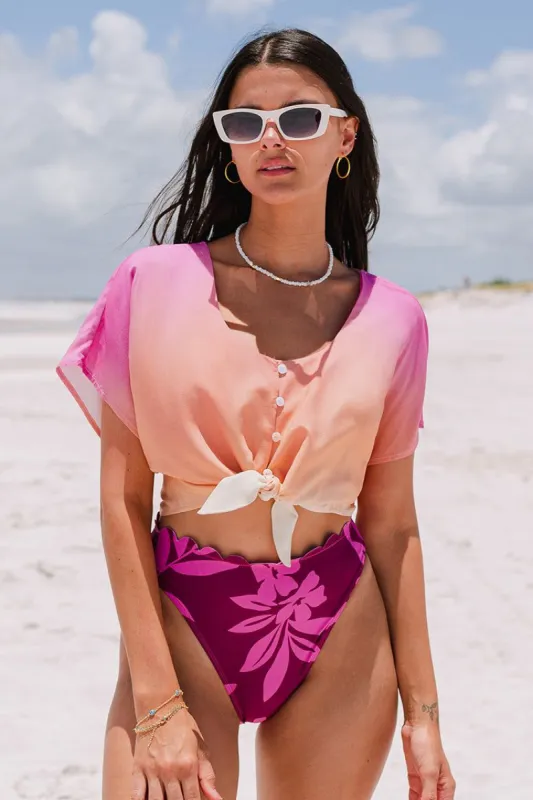 Summerslate Tie Waist Ombre Crop Cover Up Top sold by Cupshe