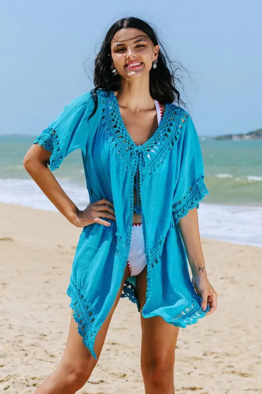 Susan Crochet Tie Front Kimono sold by Cupshe
