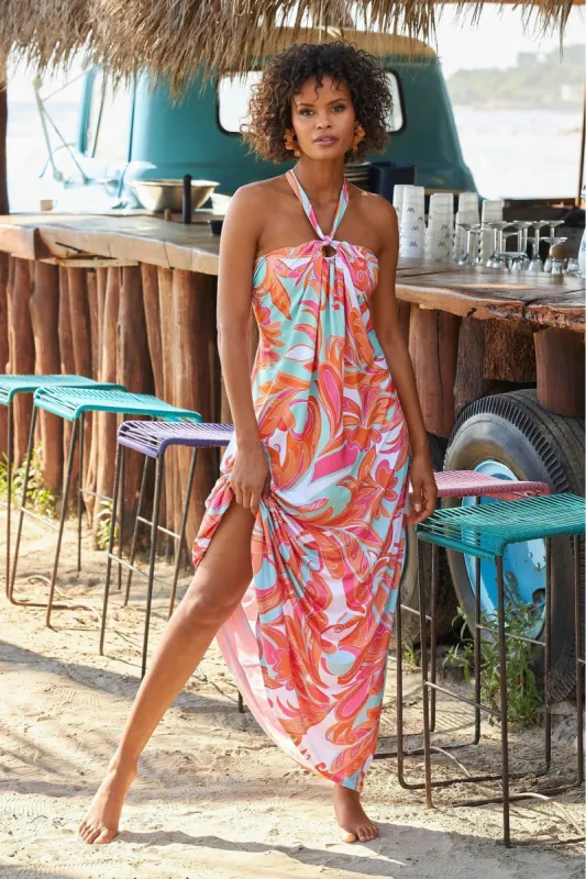 Halter Printed Maxi Dress Multi sold by Boston Proper