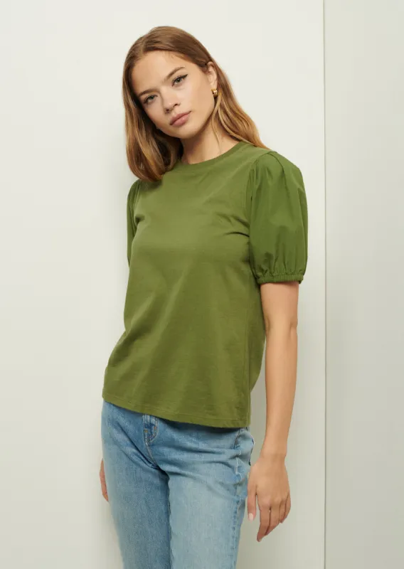 Eva Puff Sleeve T-Shirt - Fatigue sold by Derek Lam