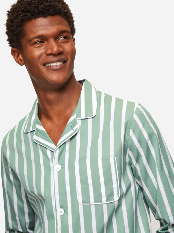 Men's Modern Fit Pyjamas Royal 219 Cotton Green sold by Derek Rose