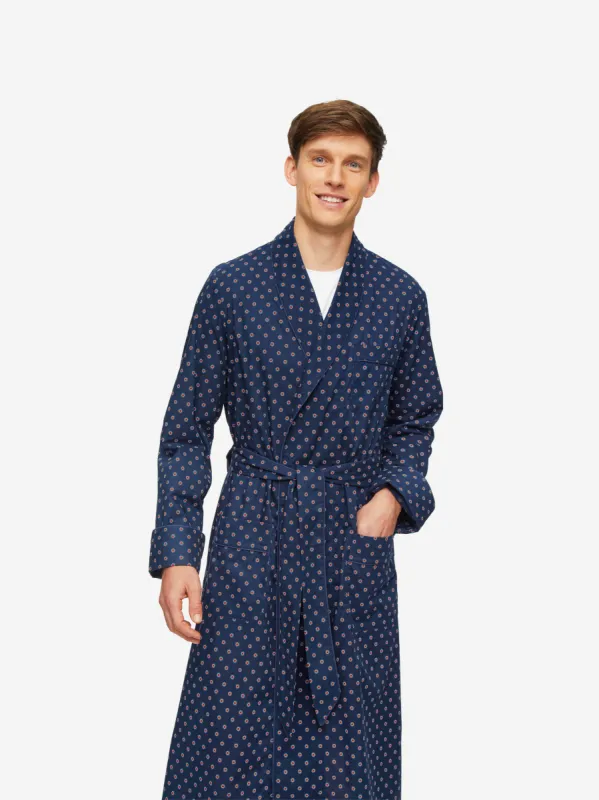 Men's Dressing Gown Nelson 90 Cotton Batiste Navy sold by Derek Rose