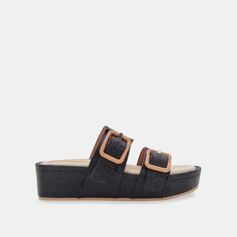 CORYN SANDALS BLACK RAFFIA sold by Dolce Vita