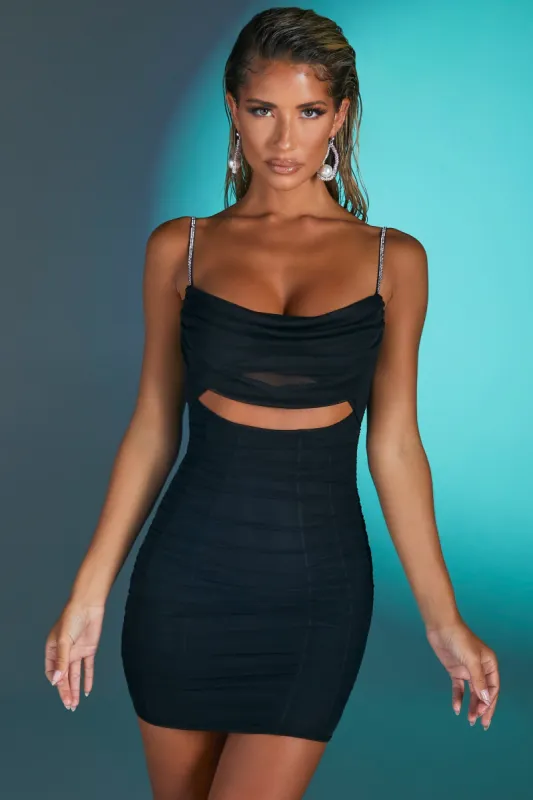 Embellished Strap Mini Dress in Black sold by Oh Polly