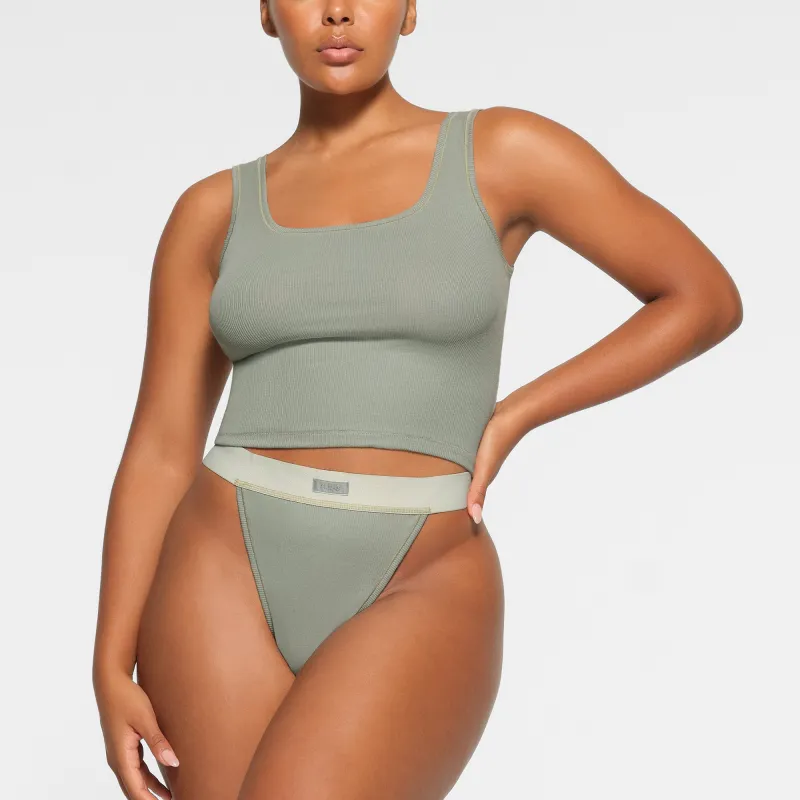 SKIMS Tank Top | Green | 2XS | Cotton Rib sold by SKIMS