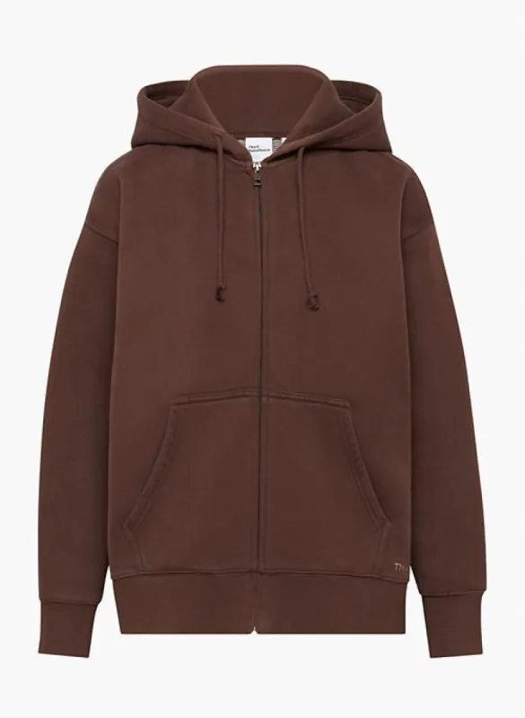 Tna Women's Cozy Fleece Boyfriend Zip Hoodie Sweatshirt in Gd Rich Mocha Brown size Large sold by Aritzia