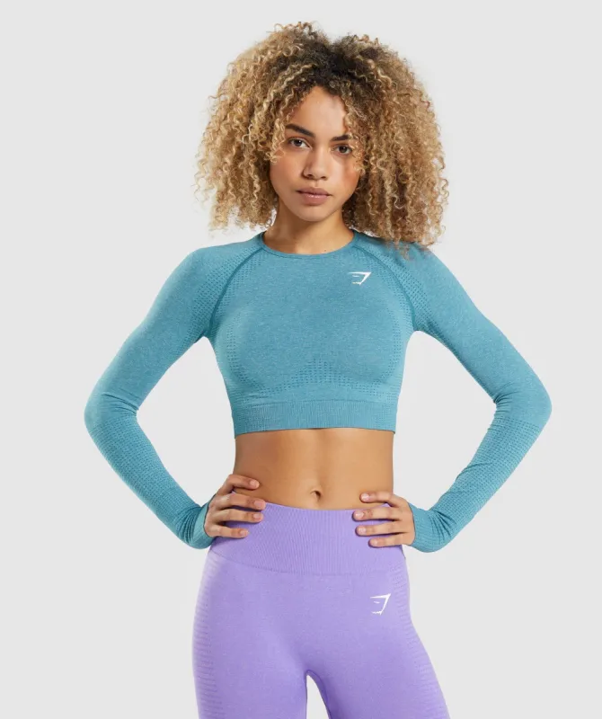 Gymshark Vital Seamless 2.0 Long Sleeve Crop Top - Tahoe Teal Marl sold by Gymshark