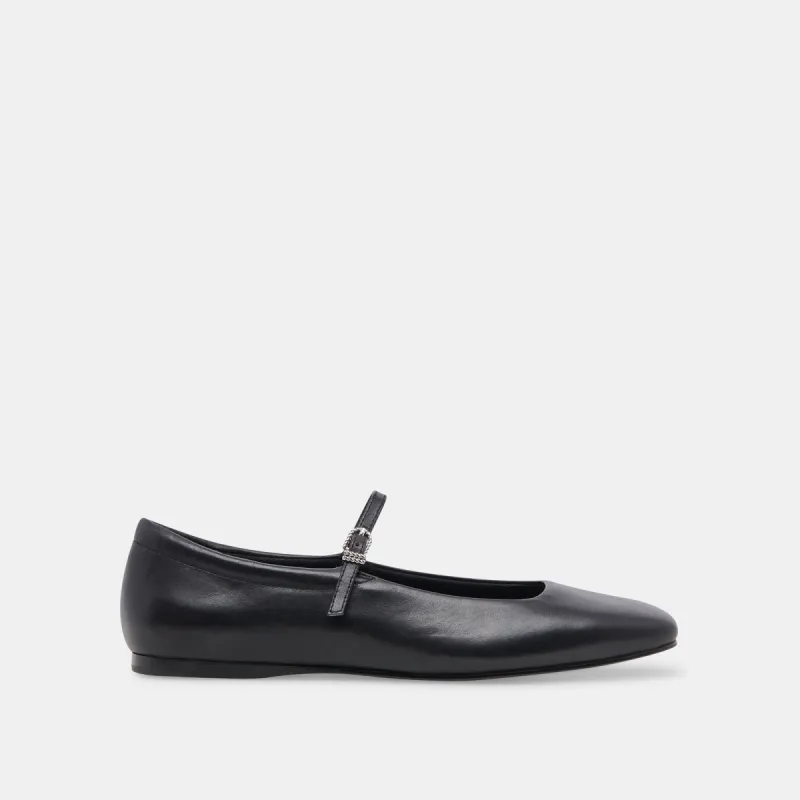 REYES BALLET FLATS BLACK LEATHER sold by Dolce Vita