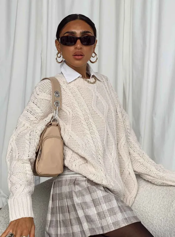 Anaya Oversized Sweater Beige sold by Princess Polly