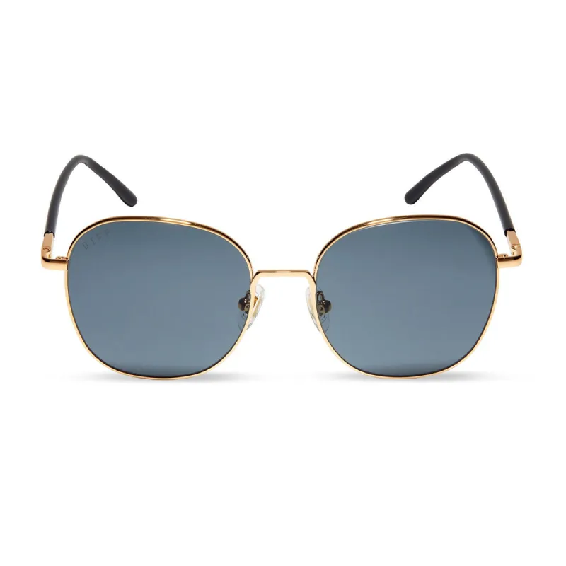KRISTA HORTON - THE BOSS + GOLD + SOLID GREY POLARIZED SUNGLASSES sold by Diff Eyewear