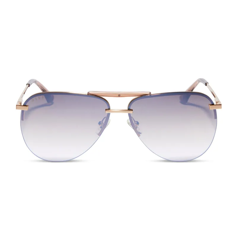 TAHOE - BRUSHED GOLD + TAUPE ROSE GRADIENT FLASH SUNGLASSES sold by Diff Eyewear