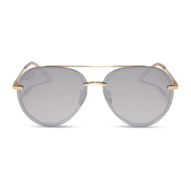 LENOX - GOLD + TAUPE ROSE GRADIENT FLASH POLARIZED SUNGLASSES sold by Diff Eyewear