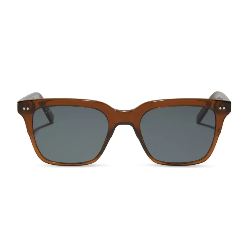 BILLIE - WHISKEY CRYSTAL + STEEL BLUE POLARIZED SUNGLASSES sold by Diff Eyewear