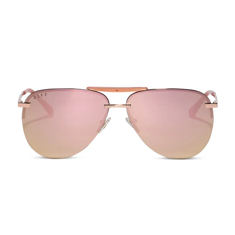 TAHOE - ROSE GOLD + CHERRY BLOSSOM MIRROR SUNGLASSES sold by Diff Eyewear