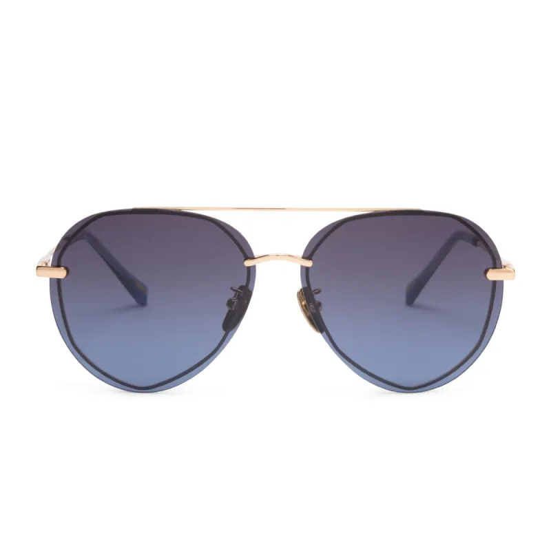 LENOX - GOLD + BLUE GRADIENT + POLARIZED SUNGLASSES sold by Diff Eyewear