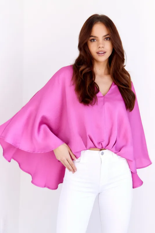 SALE - Keely Bubble Hem Cape Blouse sold by fab'rik