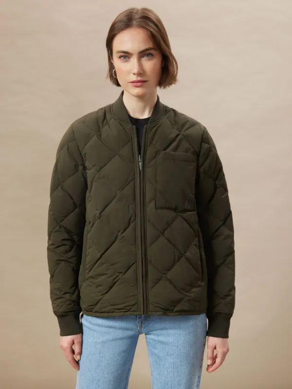 The Skyline Reversible Bomber in Rosin sold by Frank & Oak