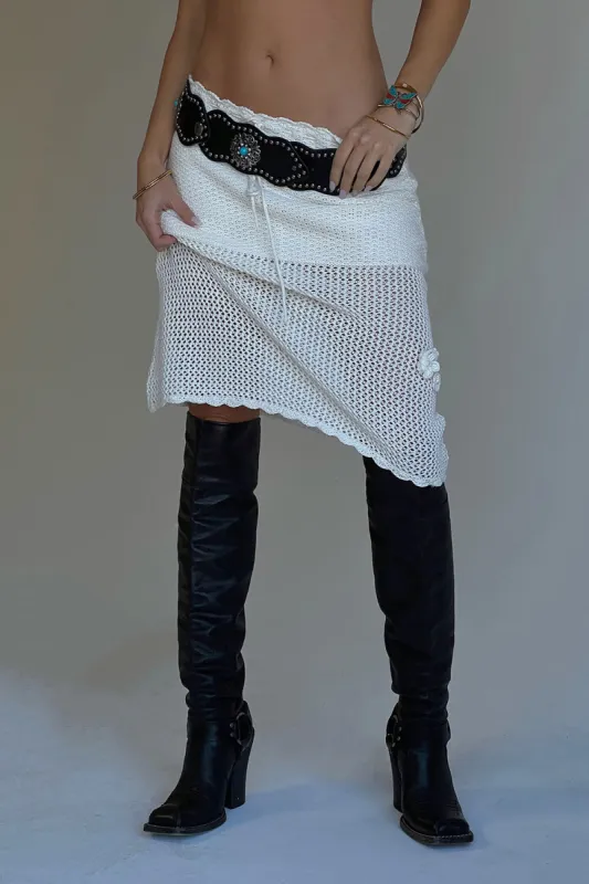 Collette Crochet Midi Skirt - White sold by Frankie's Bikinis