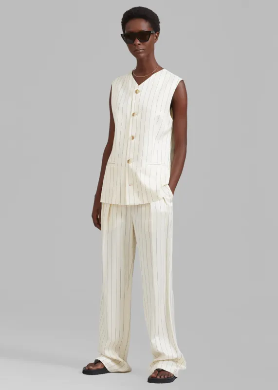Loulou Studio Cetina Vest - Striped Beige | Parallel