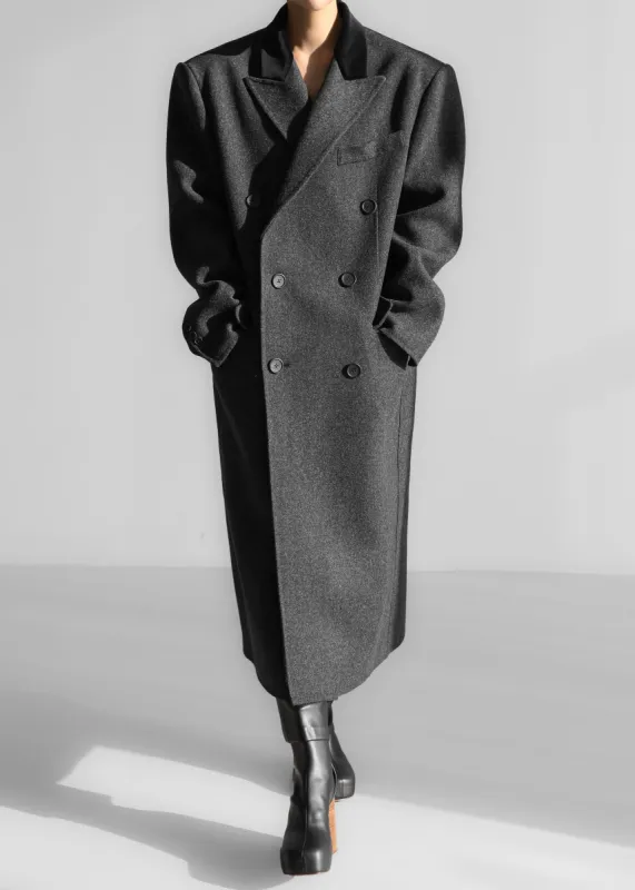 Dolly Contrast Collar Coat - Dark Grey Melange sold by Frankie Shop