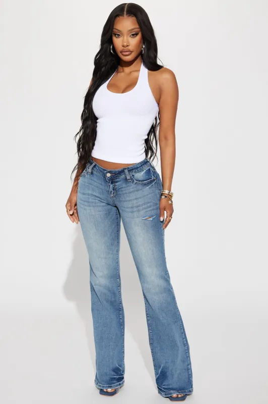 Can't Compete Low Rise Stretch Bootcut Jean - Medium Wash sold by Fashion Nova