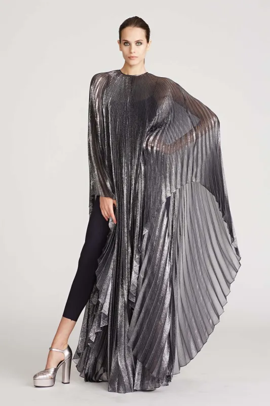 Liza Pleated Navy Lurex Caftan sold by H by Halston