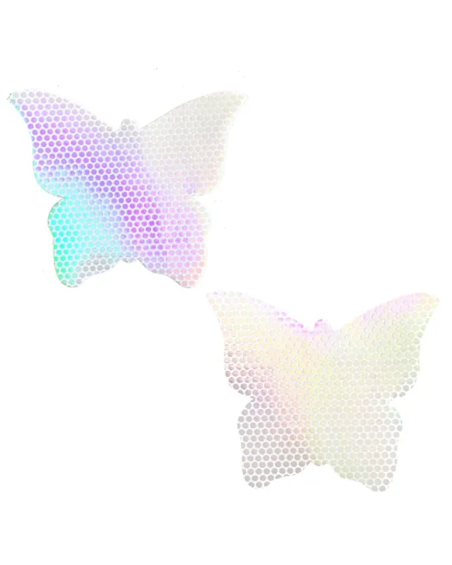 Neva Nude Liquid Pure White Hologram Butterfly Pasties sold by iHeartRaves