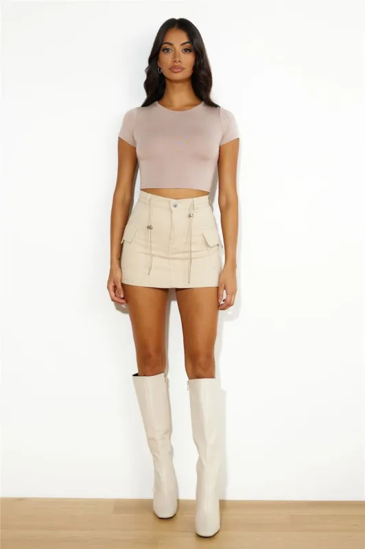 Always Trending Mini Skirt Beige sold by Hello Molly