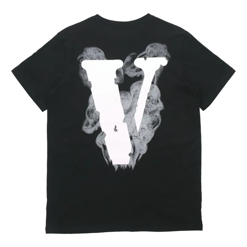 VLONE Smoke Demon Angel Pattern Alphabet Logo Short Sleeve Couple Style Black VLTE2001BK sold by KicksCrew