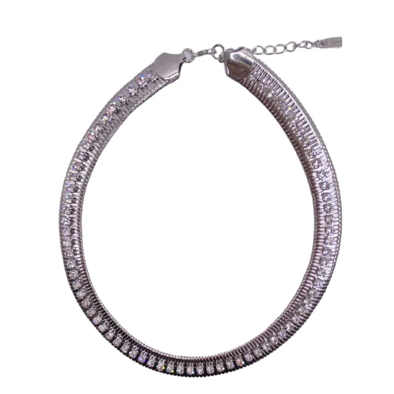 Silver Collar Necklace with Crystals sold by Kenneth Jay Lane