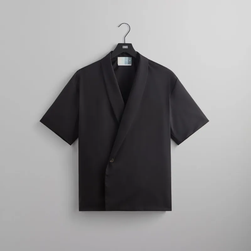 Kith Tropical Wool Thompson Crossover Shirt - Black sold by Kith