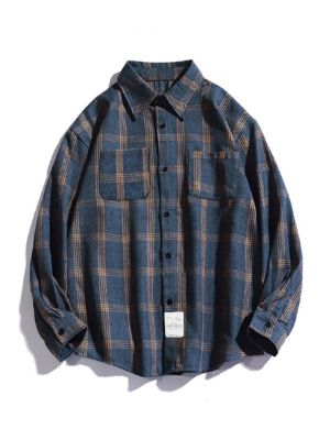 Men's Checkered Long Sleeve Button Shirt sold by Emmiol