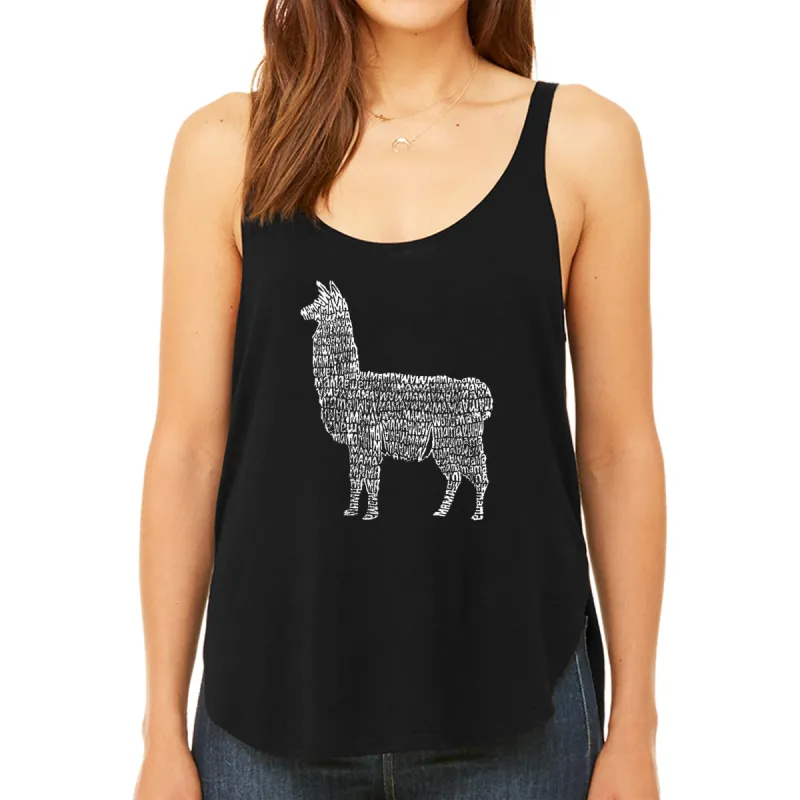 Llama Mama  - Women's Premium Word Art Flowy Tank Top sold by LA Pop Art