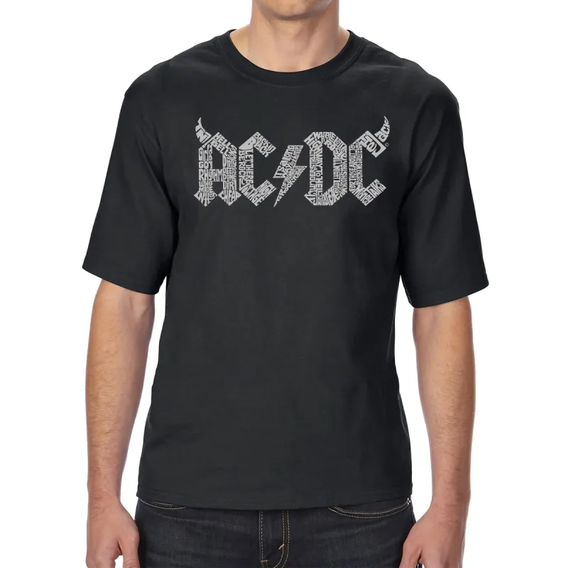 AC/DC Classic Horns Logo  - Men's Tall and Long Word Art T-Shirt sold by LA Pop Art