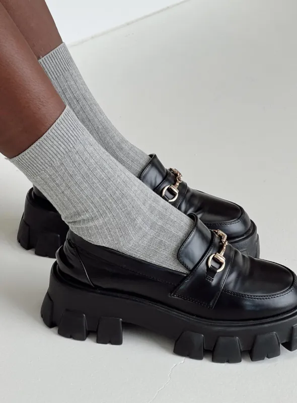 Sports Crew Ribbed Socks Grey sold by Princess Polly