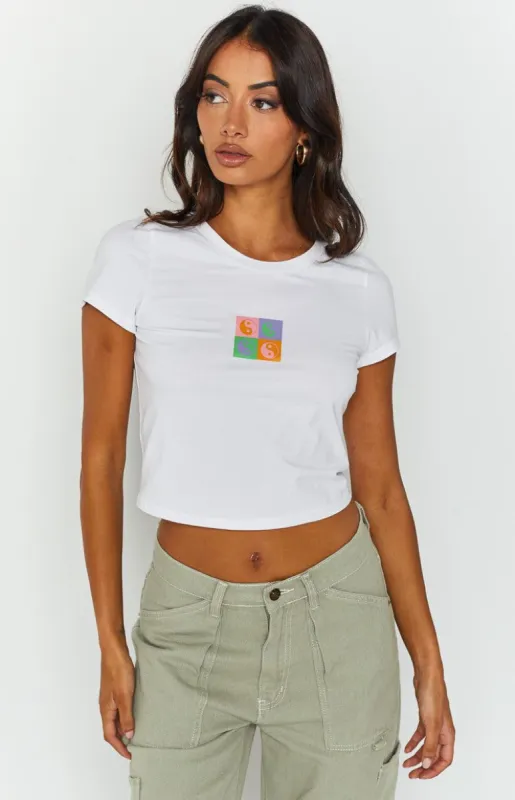 Zen White Graphic Baby Tee sold by Beginning Boutique